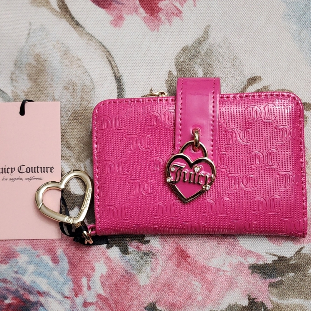 New Juicy Couture Simply Perfect Tab Card Wallet-Pink Flash